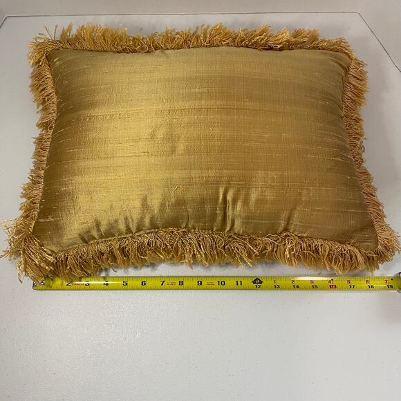 Newport Raw Silk Decorative Pillow with Fringe - Picture 9 of 10